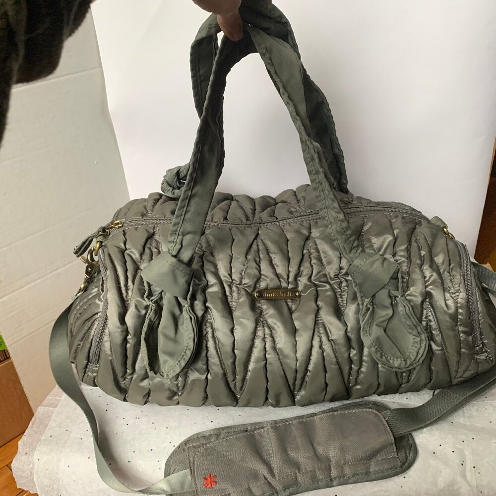 Timi & Leslie Marie Antoinette Silver Nylon Quilted Baby Diaper Bag - Size Large